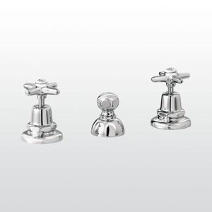 double-handle bidet mixer tap / free-standing / brass / nickel