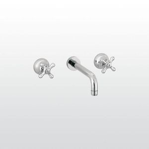 double-handle washbasin mixer tap / built-in / nickel / chromed metal