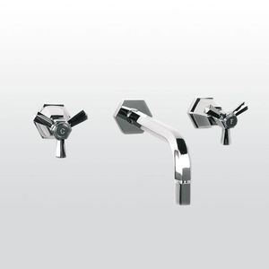 double-handle washbasin mixer tap / built-in / nickel / chromed metal