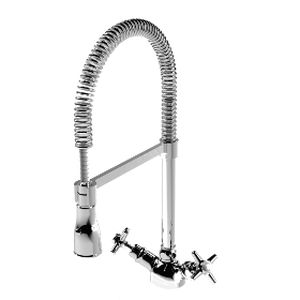 free-standing double-handle mixer tap / chromed metal / kitchen / 1-hole