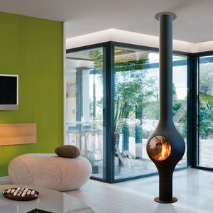 gas heating stove / contemporary / central / metal