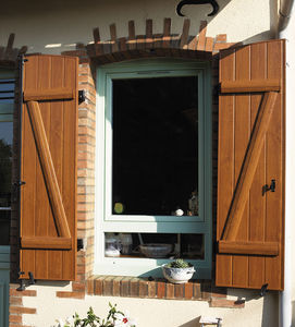 swing shutter / aluminum / window / imitation wood