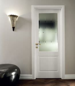 indoor door / swing / wooden / semi-glazed