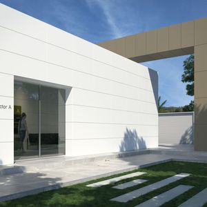 outdoor tile / wall / porcelain stoneware / plain