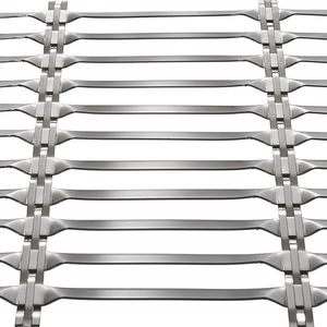 facade metal mesh / solar shading / stainless steel / elongated mesh