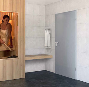 indoor door / swing / galvanized steel / acoustic