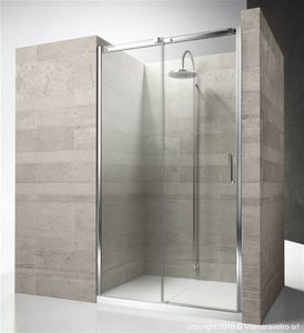 glass shower cubicle / for alcove / with sliding door
