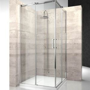 glass shower cubicle / angle / with sliding door