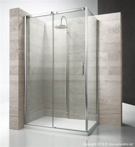 glass shower cubicle / angle / with sliding door