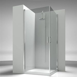 glass shower cubicle / angle / with hinged door