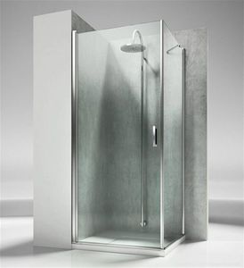 glass shower cubicle / angle / with hinged door