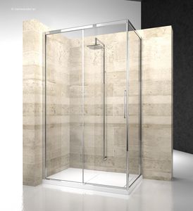 glass shower enclosure / corner / with sliding door / home