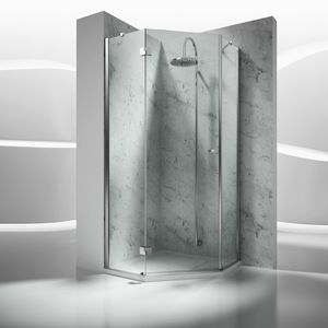 glass shower cubicle / rectangular / with hinged door