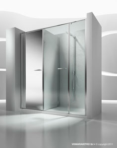 glass shower cubicle / for alcoves / with pivot door