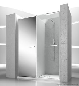 glass shower cubicle / for alcoves / with hinged door