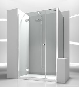 glass shower cubicle / rectangular / with pivot door