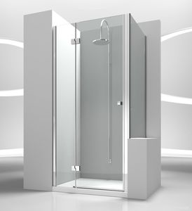 glass shower cubicle / rectangular / with pivot door
