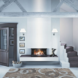 closed wood hearth / 3-sided / metal