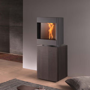 pellet heating stove / contemporary / metal / rotating