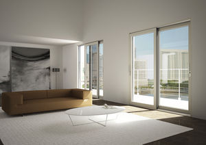 sliding patio door / wooden / aluminum / double-glazed