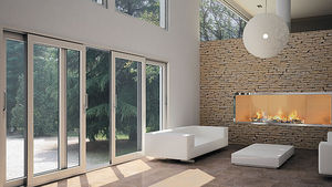 sliding patio door / wooden / aluminum / double-glazed