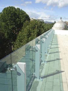 stainless steel railing / glass panel / for balcony