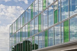 stick system curtain wall / aluminum and glass