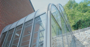 entrance canopy / arched / aluminum / polycarbonate canopy