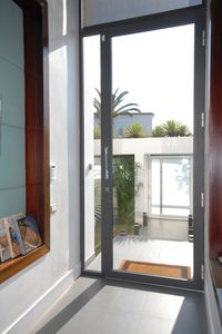 entry door / swing / aluminum / with fixed leaf