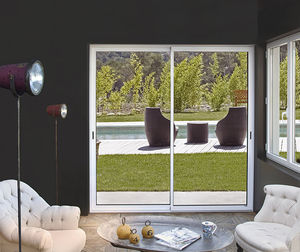 sliding patio door / aluminum / double-glazed / acoustic