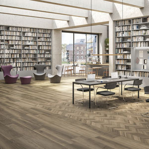 indoor tile / floor / porcelain stoneware / parquet look