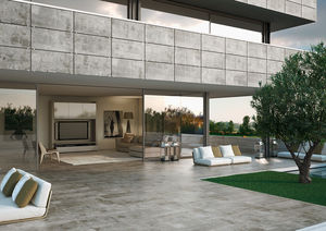 outdoor tile / for floors / porcelain stoneware / brushed