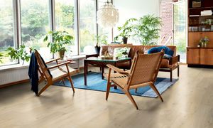 HDF laminate flooring / click-fit / wood look / commercial