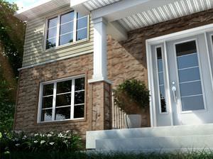 polymer cladding / textured / panel / stone look