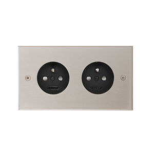 power socket / double / wall-mounted / brass