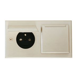 power socket / double / wall-mounted / brass