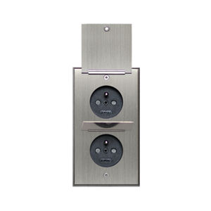 data socket / double / wall-mounted / brass