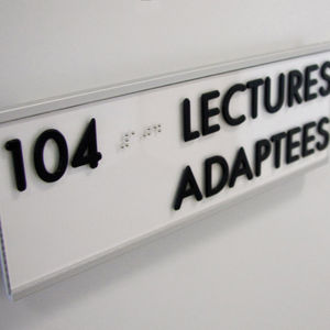 door signage plate / wall-mounted / aluminum / Braille