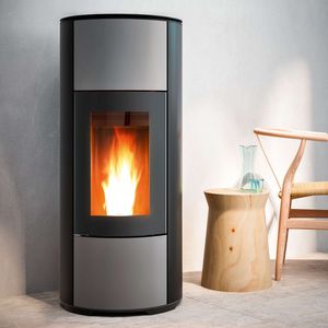 pellet heating stove / contemporary / corner / steel