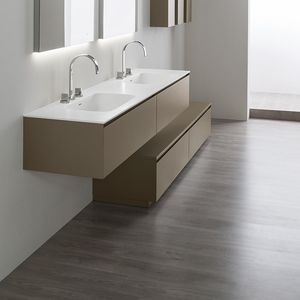 double washbasin cabinet / wall-hung / glass / contemporary