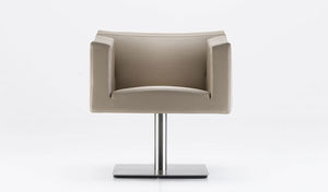 contemporary armchair / fabric / leather / stainless steel