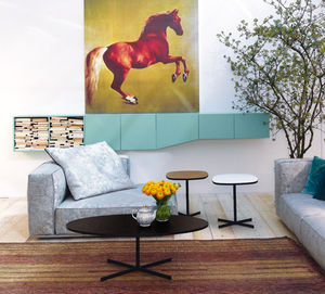 contemporary coffee table / metal / oak / walnut