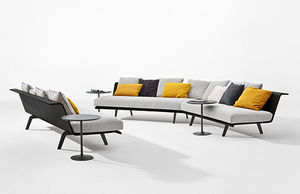 modular sofa / contemporary / wood / synthetic leather