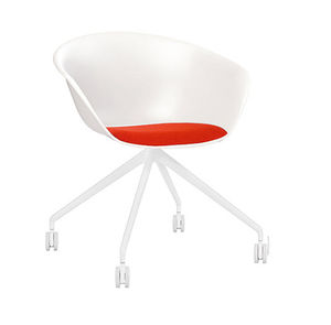contemporary office chair / on casters / upholstered / leather