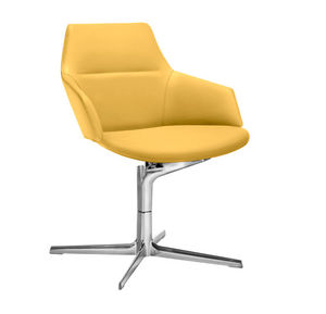 contemporary visitor armchair / fabric / leather / aluminum