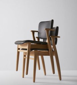 Scandinavian design chair / upholstered / with armrests / stackable