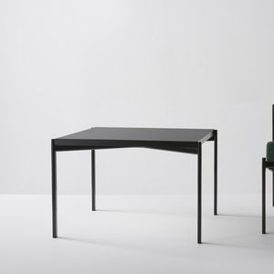 contemporary side table / birch / steel / HPL