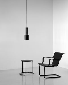 contemporary side table / plywood / birch / steel