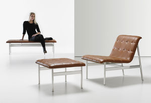 contemporary bench / metal / leather / upholstered