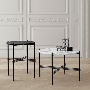 contemporary coffee table / marble / round